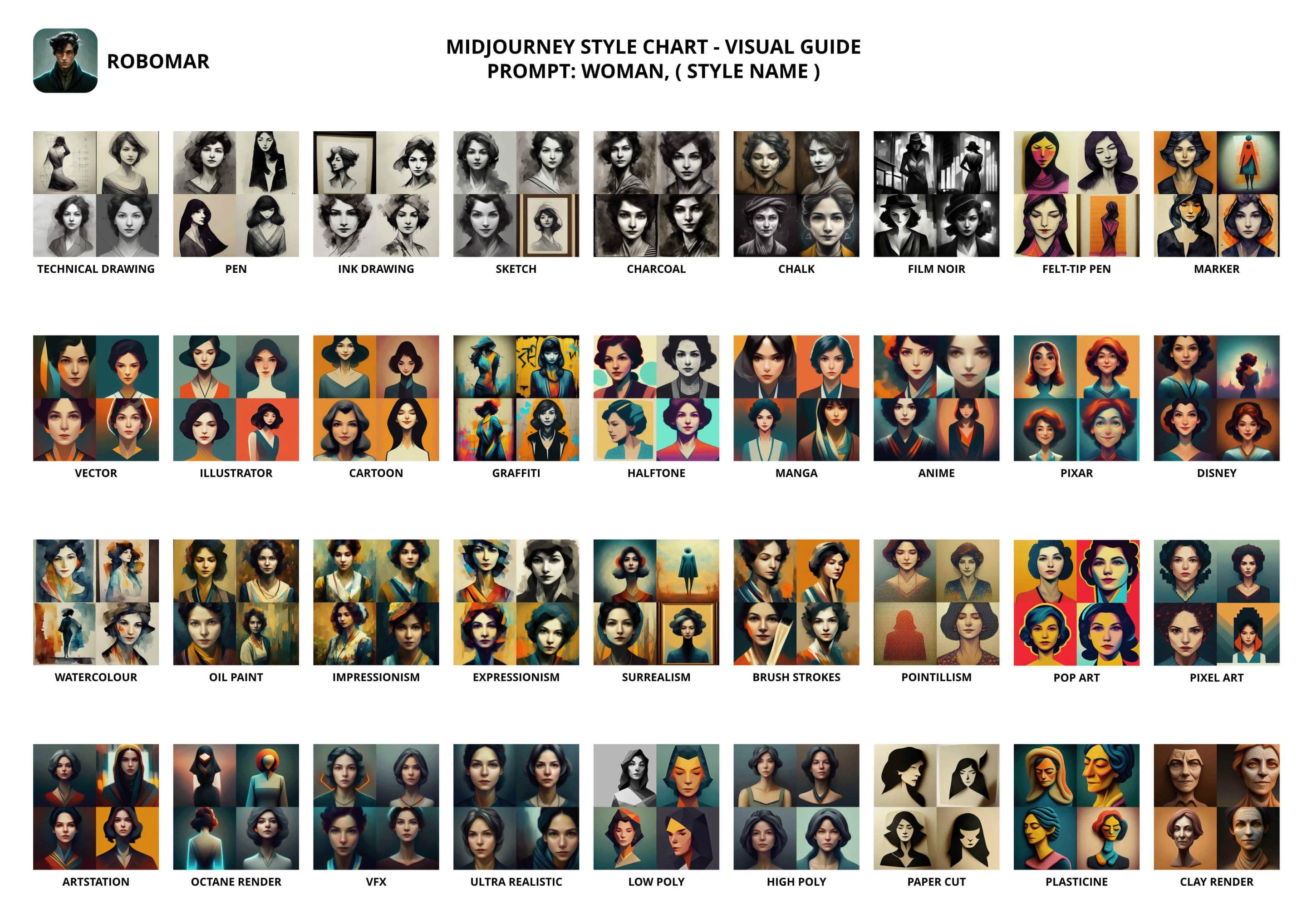 Midjourney Style Chart By Robomar AI Art Weird Wonderful AI Art